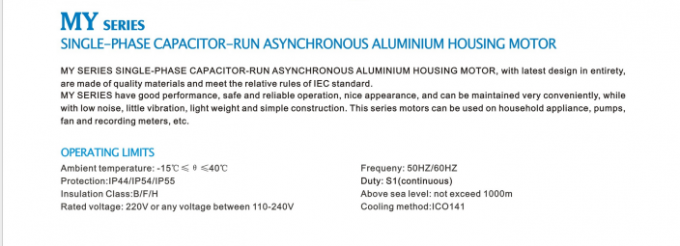 50Hz 0.55KW 0.75HP 1440rpm คอนเดสซิเตอร์ 1 ขั้นตอน เริ่มทํางาน มอเตอร์อินดูชั่นแบบไม่สมอง 220V/230V AC โวลต้า 60Hz ความถี่กําลังตั้ง 5