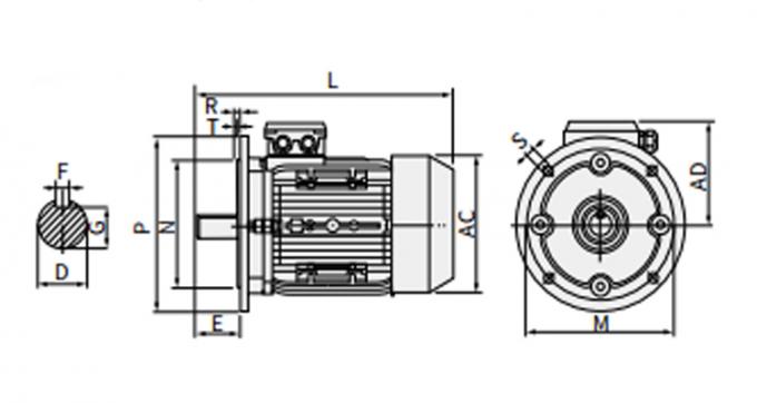 เครื่องยนต์กันน้ํา 220V AC โวลเตชั่นไม่สมอง 60Hz B35 ขนาด Flange 0.09HP / 0.06KW สําหรับเครื่องกาแฟพาณิชย์ 9